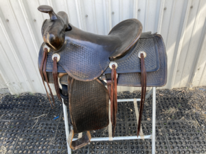 Black basket weave Western saddle: 15 inches ($200)